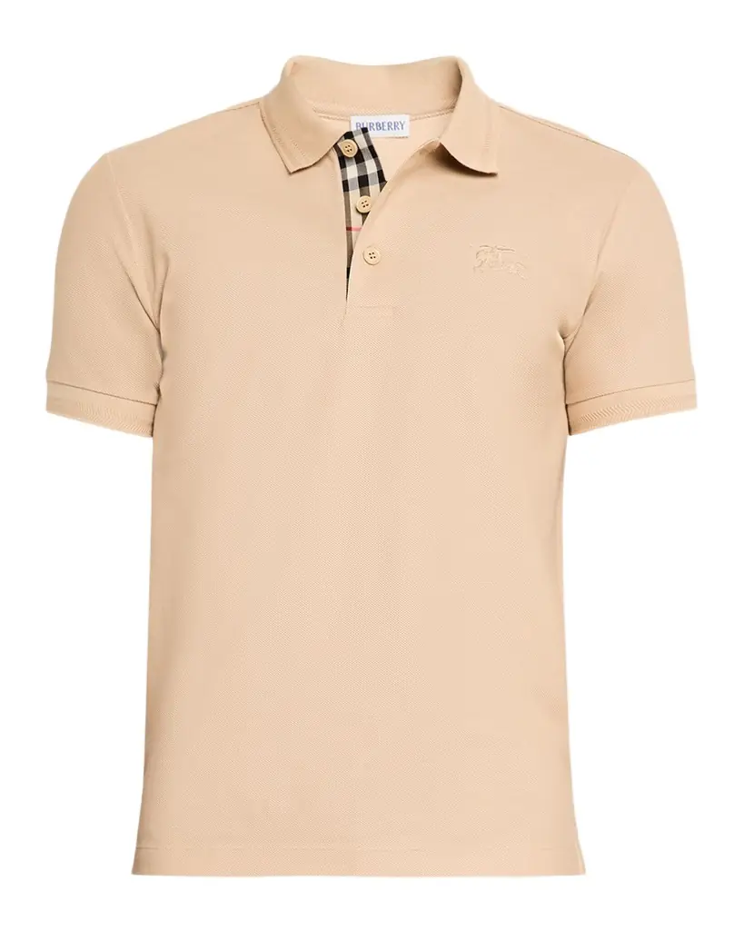 Burberry Men 's Cotton Pique Check-Placket Polo Shirt