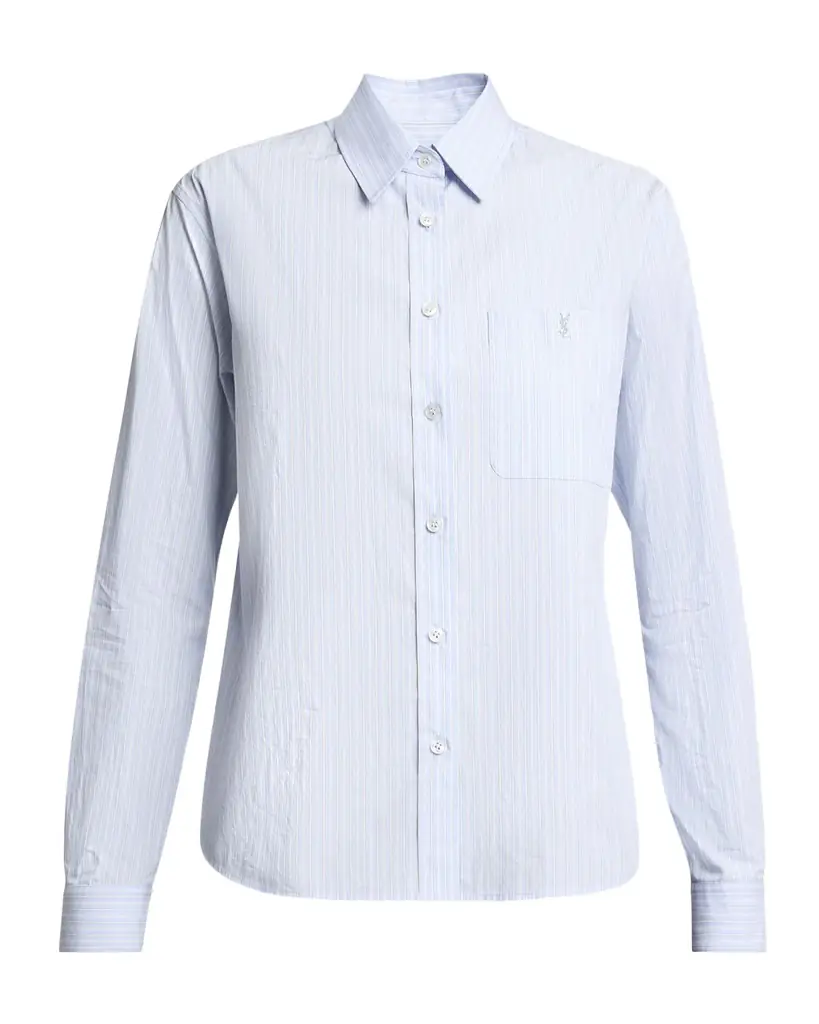Saint Laurent Striped Cotton Button-Down Shirt - Women's Clothing