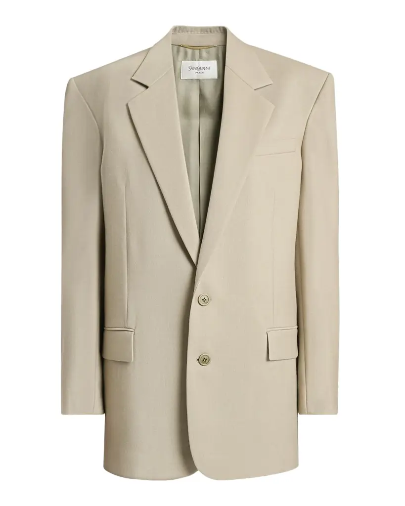 Saint Laurent Single-Breasted Oversized Wool-Silk Blazer Jacket