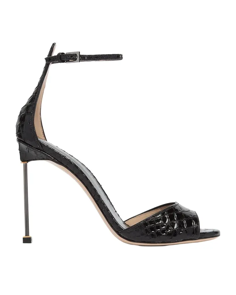 TOM FORD 105mm Croc-Embossed Leather Ankle-Strap Sandals