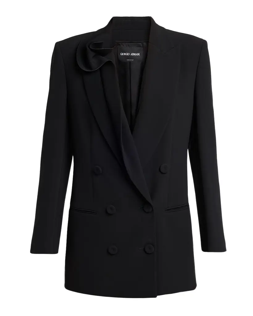 Giorgio Armani Rosette Lapel Double-Breasted Blazer Jacket