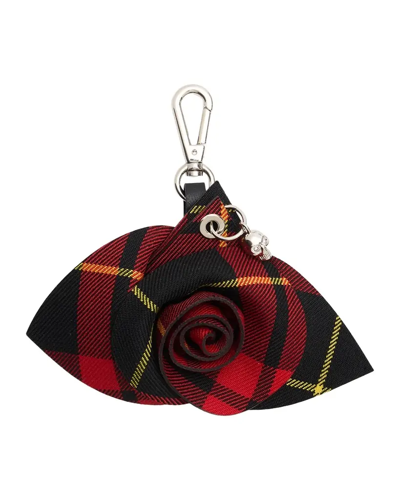 McQueen Rose Tartan Bag Charm