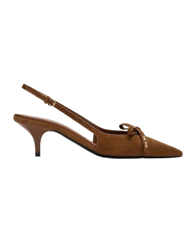 Miu Miu 55mm Bow Suede Slingback Pumps