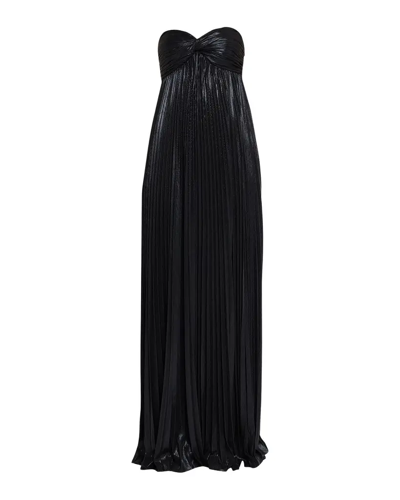 Retrofete Zoa Strapless Lamé Twisted-Bodice Gown