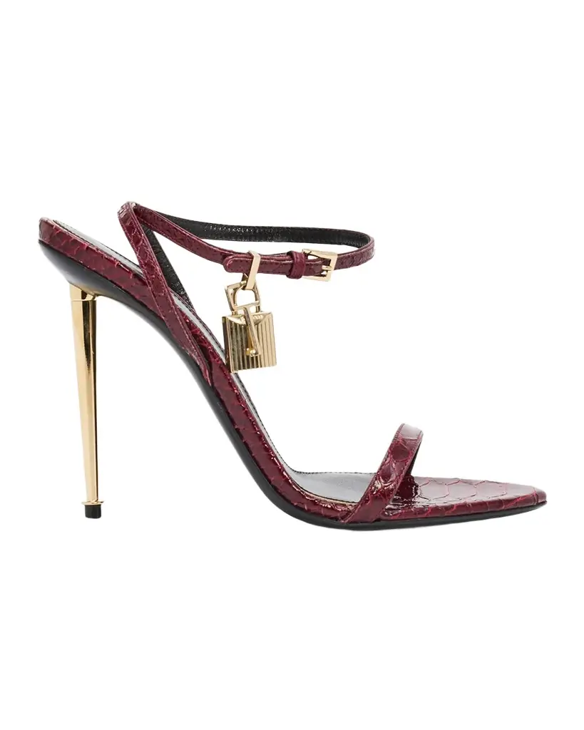 TOM FORD 105mm Lock Embossed Leather Sandals