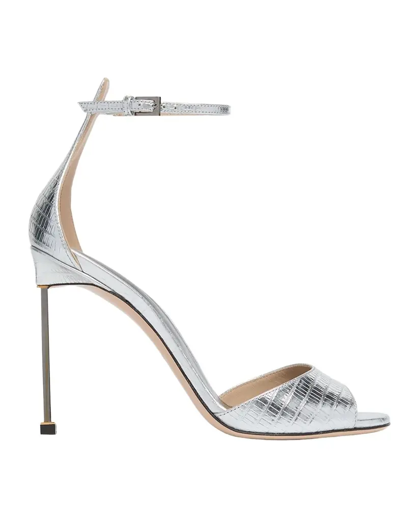 TOM FORD 105mm Embossed Metallic Leather Ankle-Strap Sandals