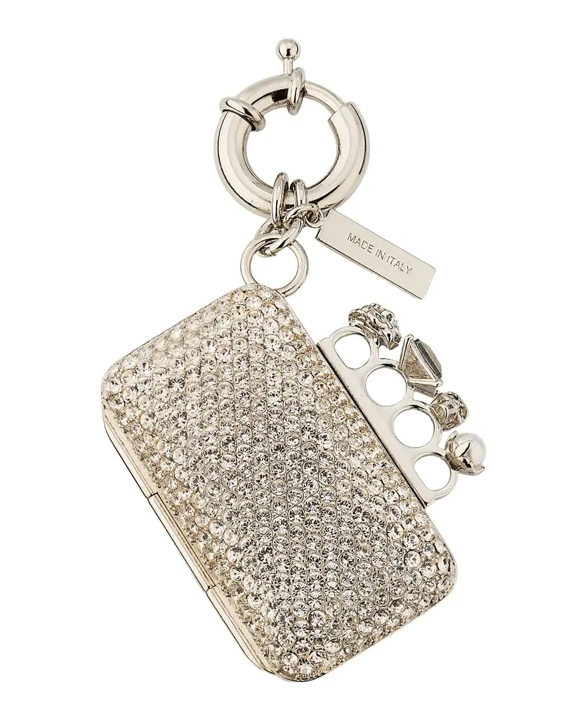 McQueen Crystal-Encrusted Knuckle Clutch Bag Charm