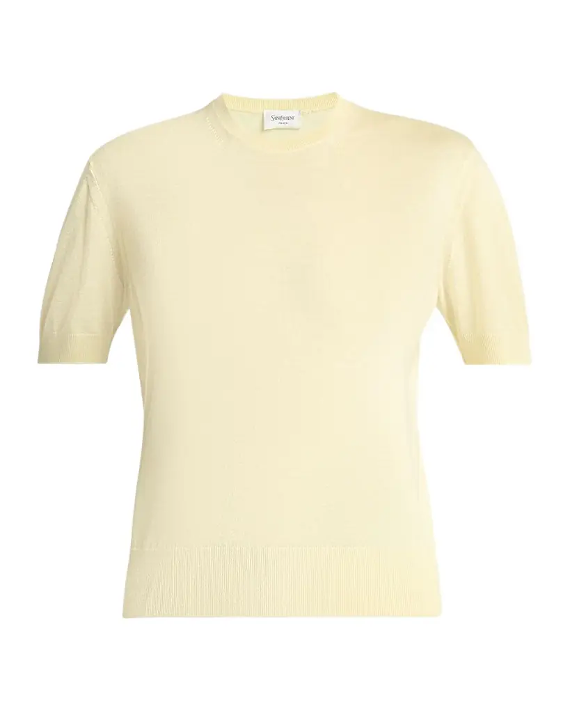 Saint Laurent Wool-Cashmere Short-Sleeve Top