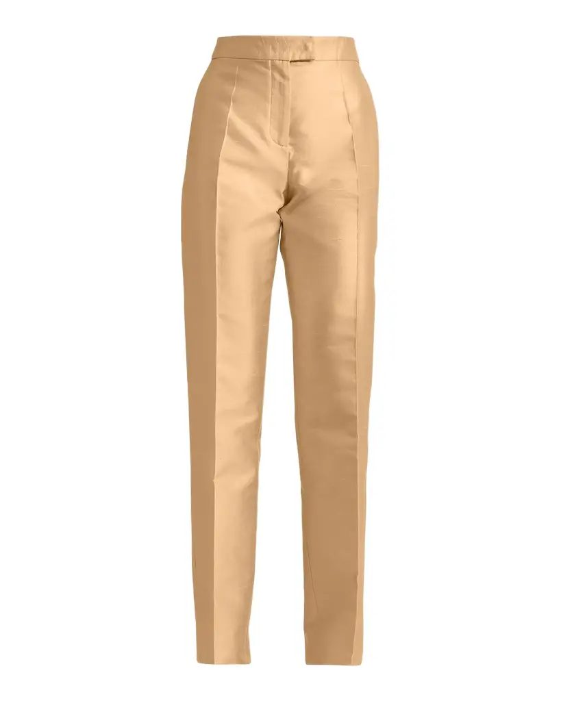 Valentino Garavani Shantung Silk Straight-Leg Pants