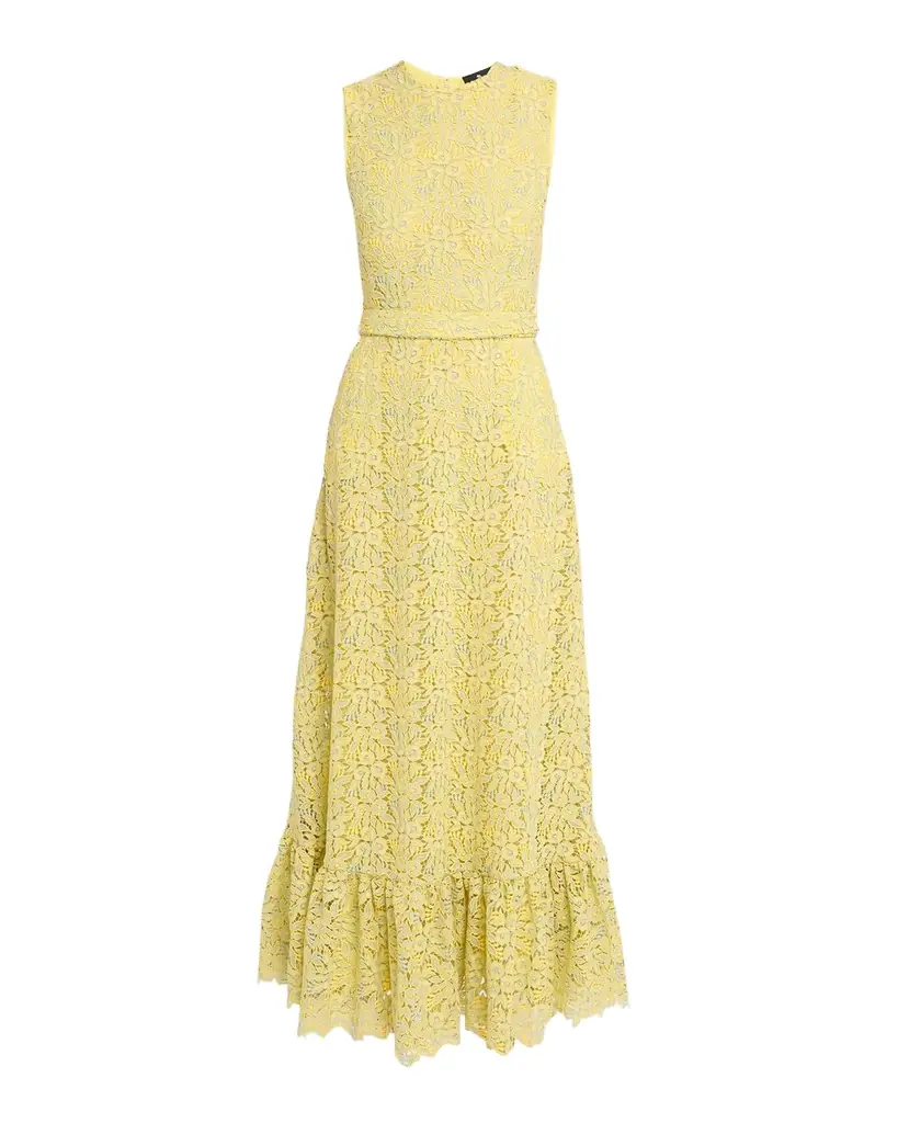 Etro Floral Lace Sleeveless Ruffle Maxi Dress