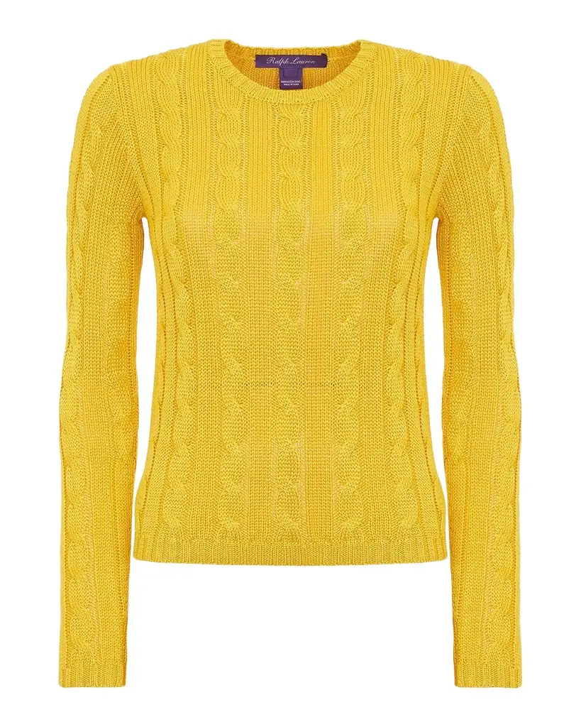Ralph Lauren Collection Cable-Knit Silk Crewneck Sweater