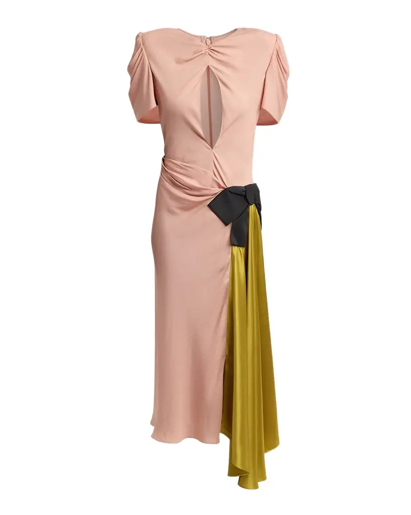 Valentino Garavani Gathered Colorblock Midi Dress