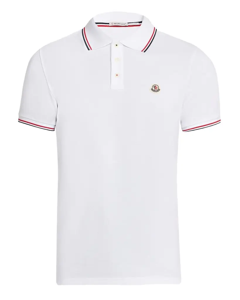 Moncler Men 's Stripe-Trim Cotton Polo Shirt