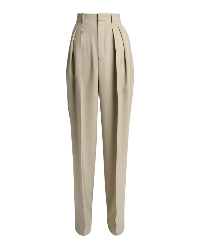 Saint Laurent Pleated Wool-Silk Canvas Wide-Leg Pants