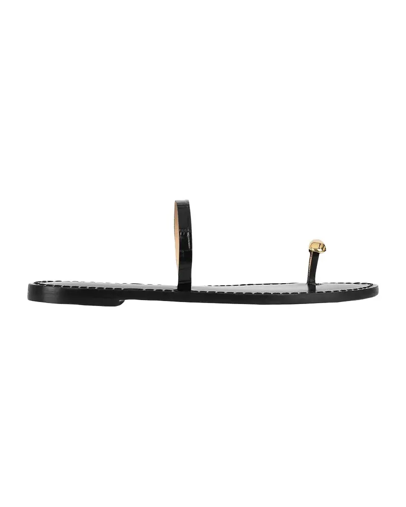 AMANU The Kibera Croc-Embossed Leather Toe-Ring Flat Sandals