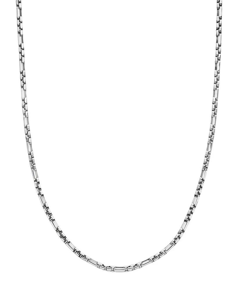 David Yurman Men 's Open Station Box Chain Necklace in Sterling Silver, 3mm