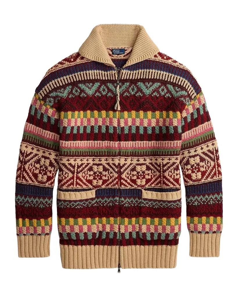 Polo Ralph Lauren Geometric Shawl-Collar Zip Cardigan