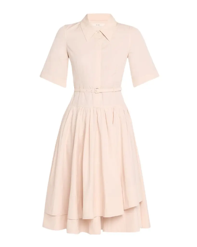 Co Short-Sleeve Belted A-line Dress
