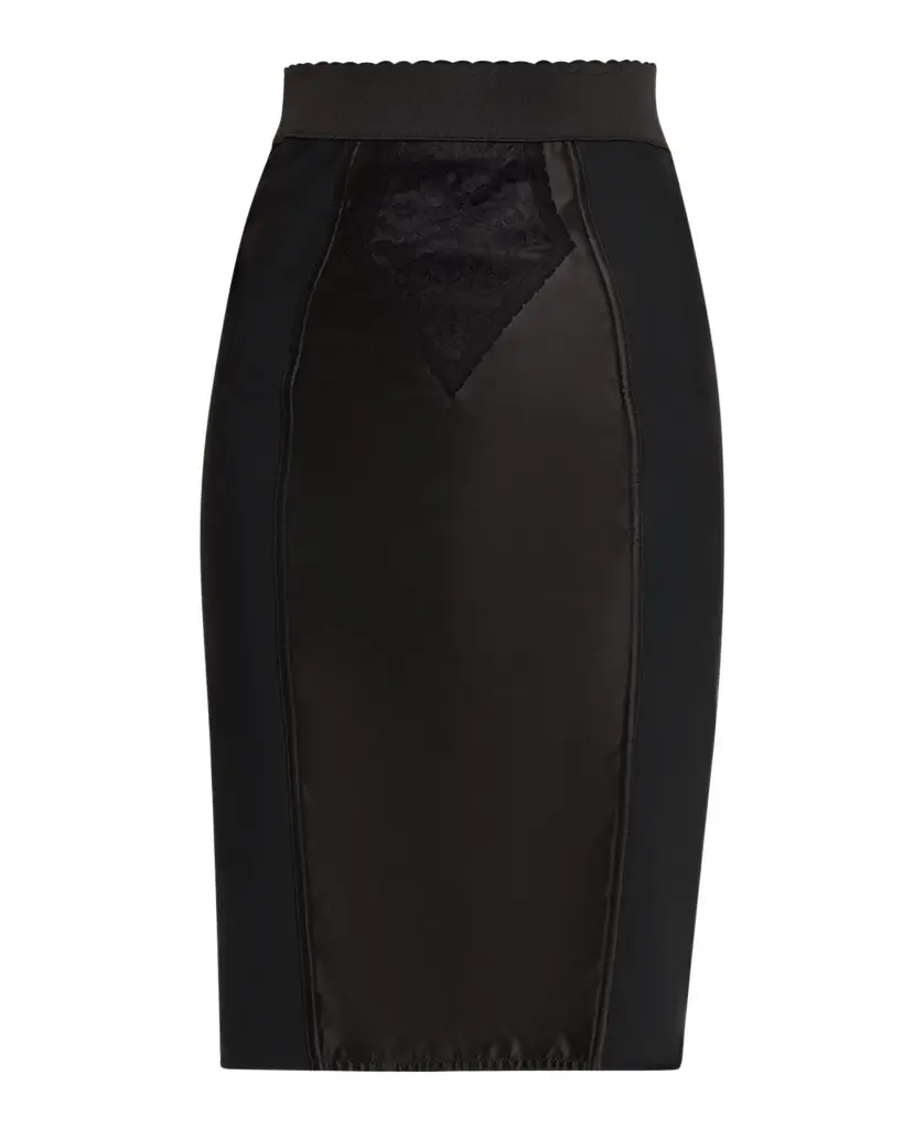Dolce & Gabbana Lace Satin Paneled Pencil Skirt