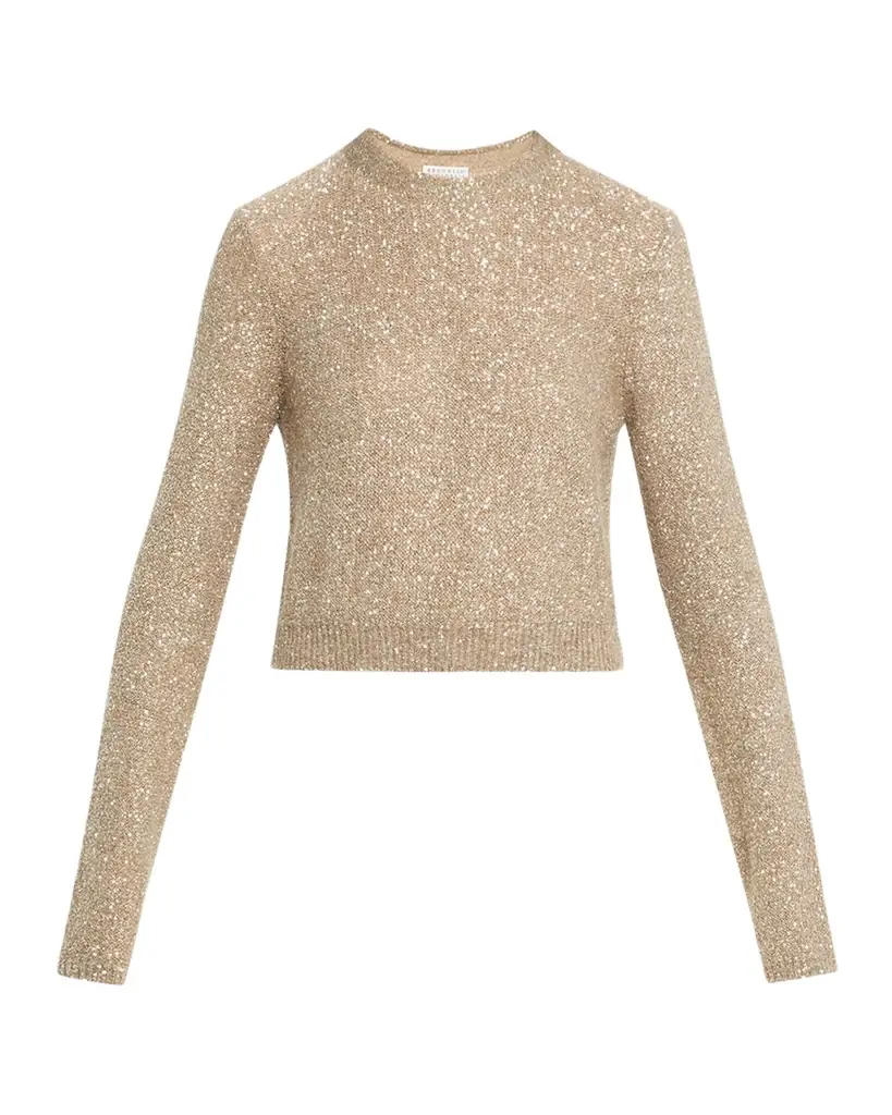 Brunello Cucinelli Wool Mohair Pailette Crewneck Sweater