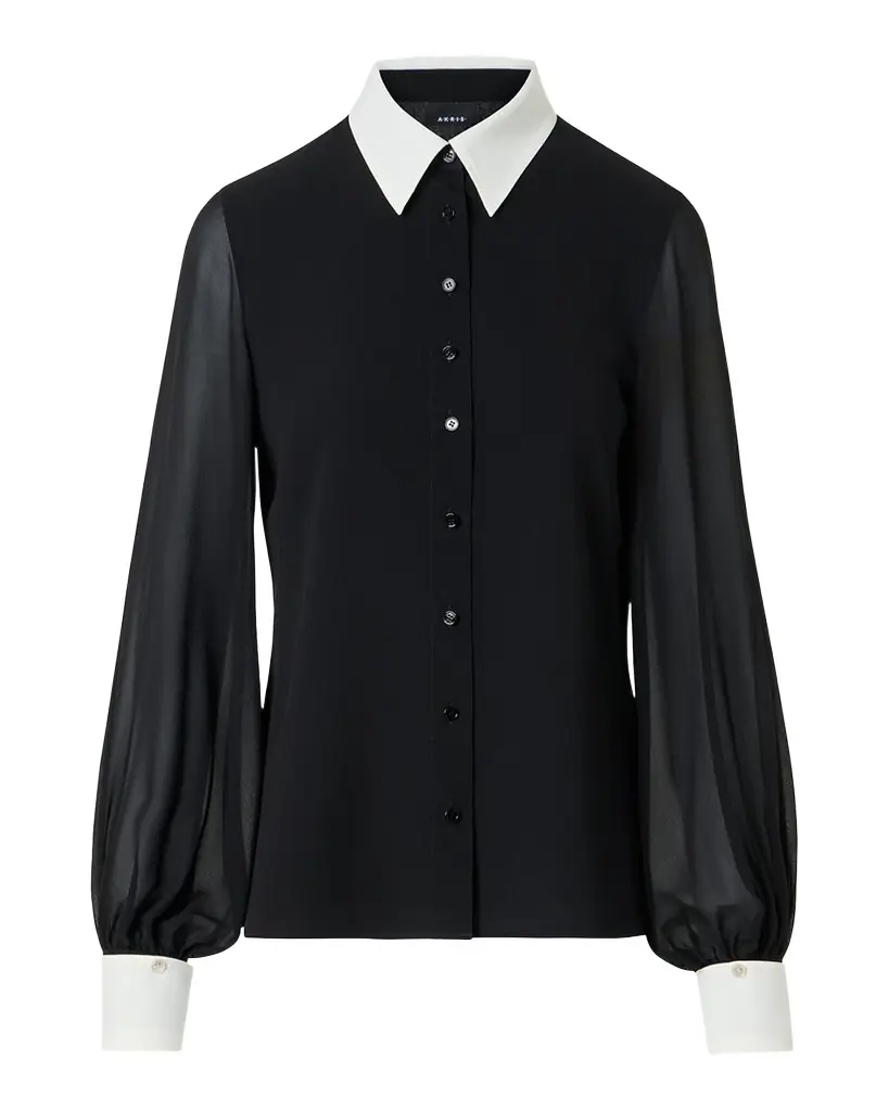 Akris Silk Georgette Button-Down Blouse