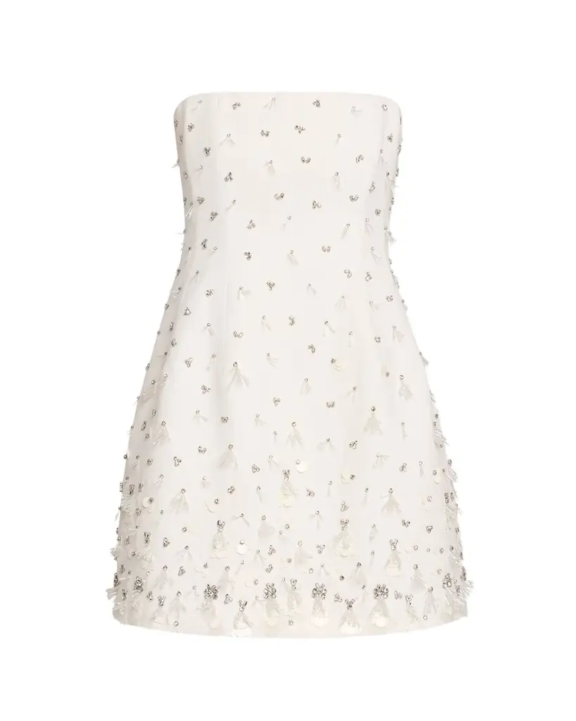 SIMKHAI Yasmin Embellished Strapless Mini Dress