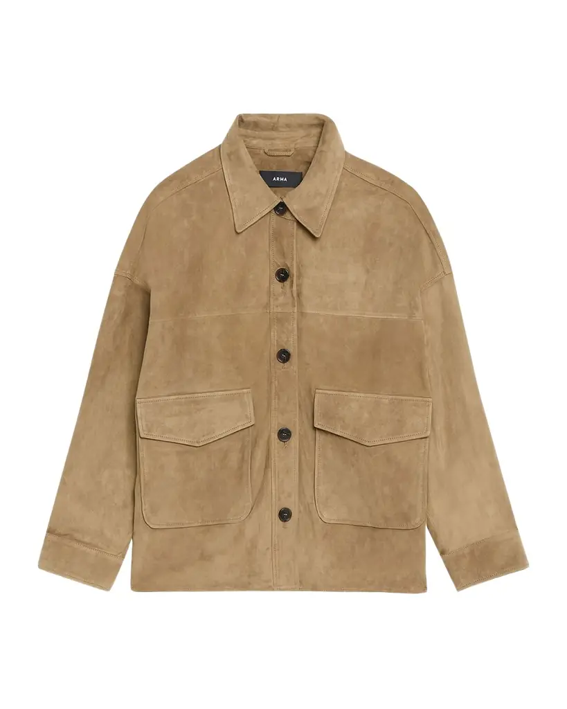 Arma Kaylee Button-Down Lambskin Suede Jacket