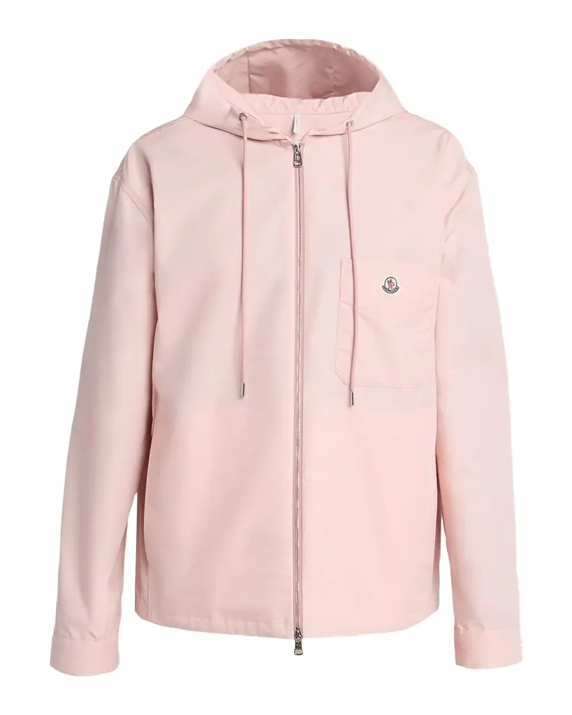 Moncler Men 's Pocket-Logo Poplin Full-Zip Hoodie