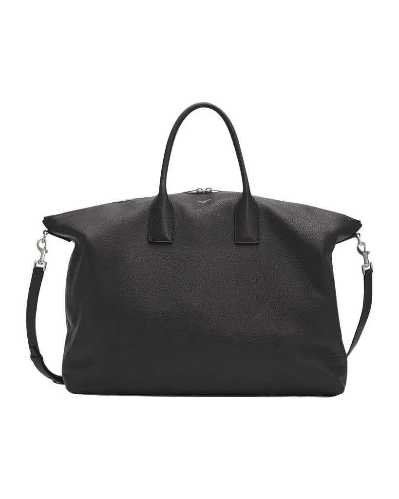 Saint Laurent Men 's Grained Leather Bowling Tote Bag