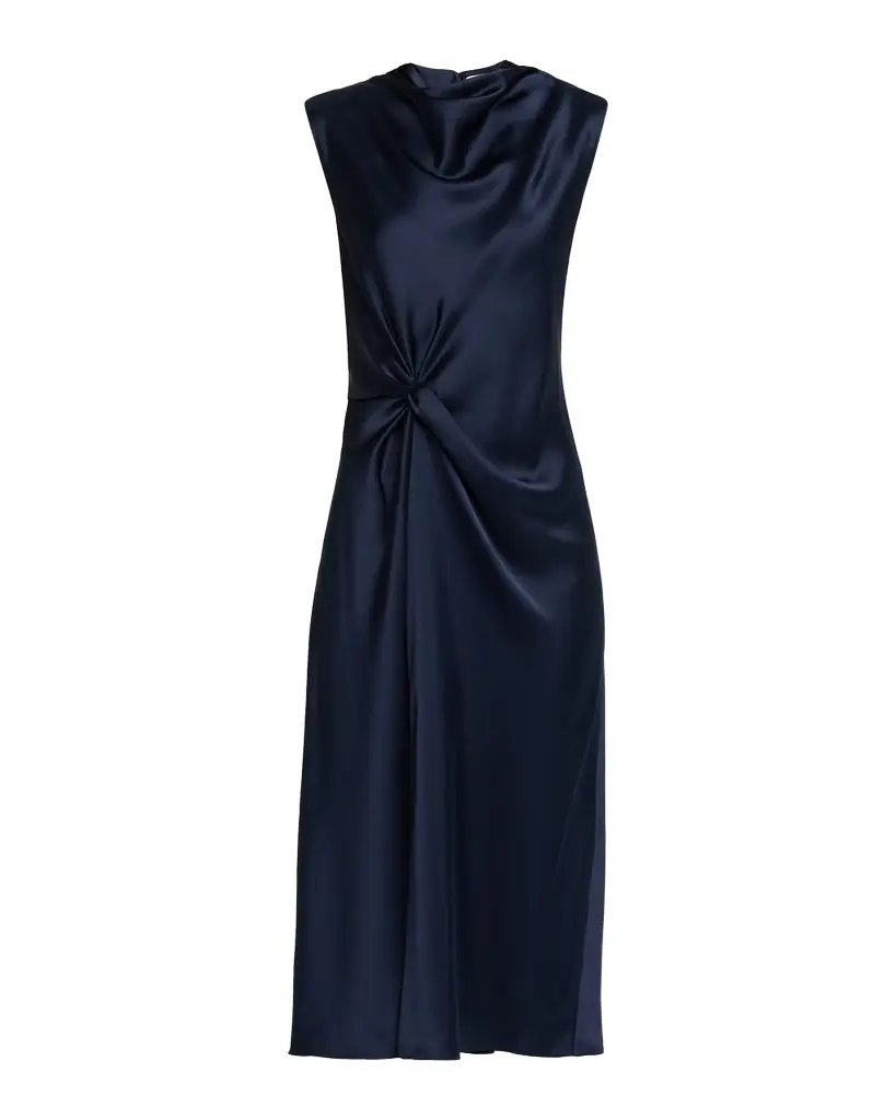 Tanya Taylor Robinella Draped Satin Midi Dress