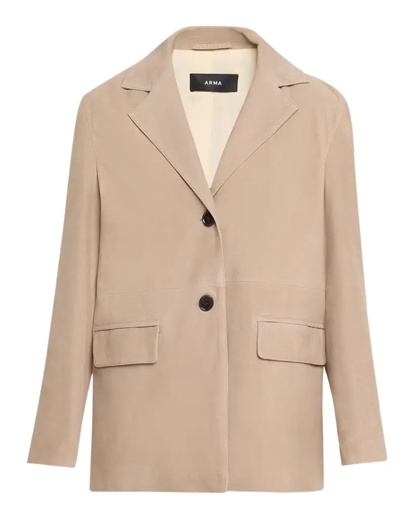 Arma Jolie Single-Breasted Goatskin Suede Blazer