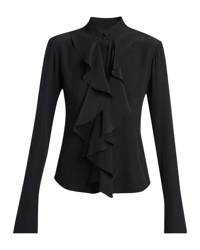 McQueen Ruffle Crepe De Chine Shirt