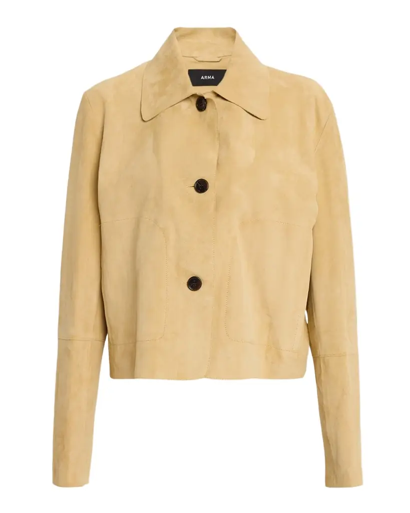 Arma Emy Button-Down Goatskin Suede Jacket - Women's Clothing