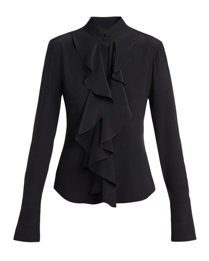 McQueen Ruffle Crepe De Chine Shirt