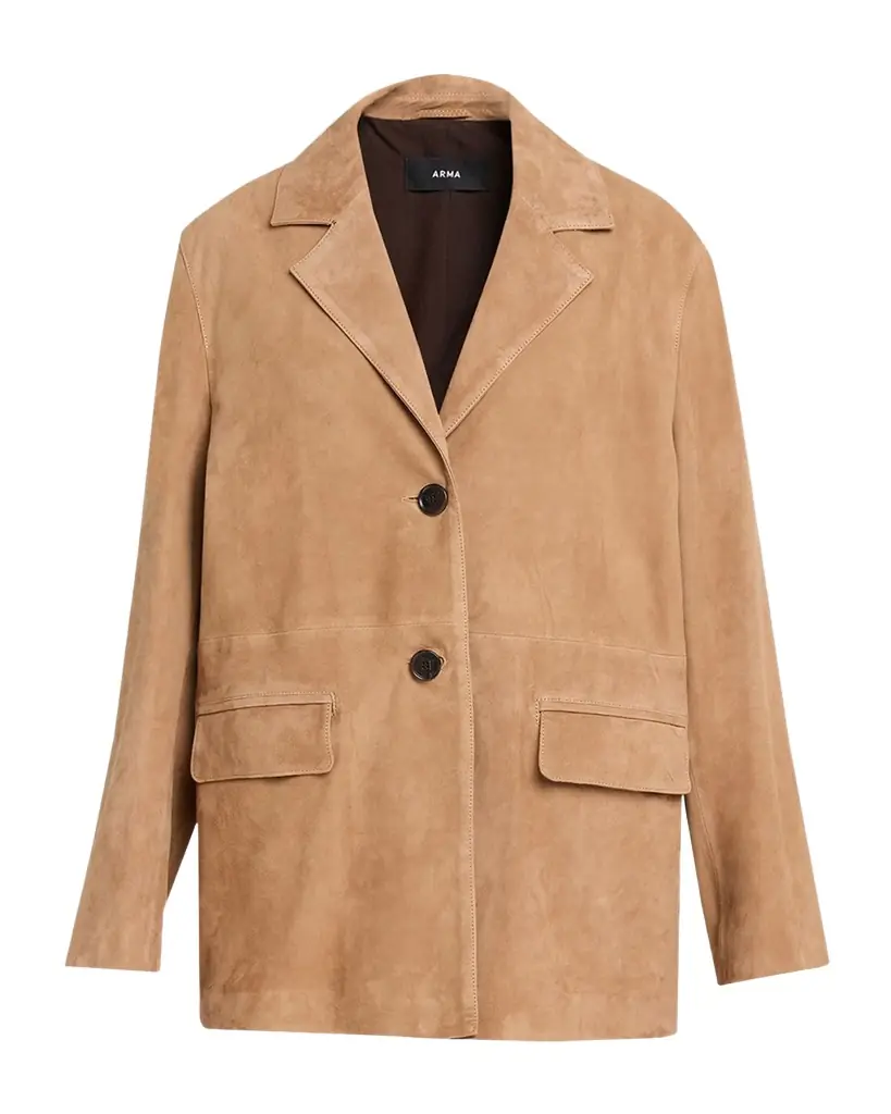 Arma Jolie Single-Breasted Goatskin Suede Blazer