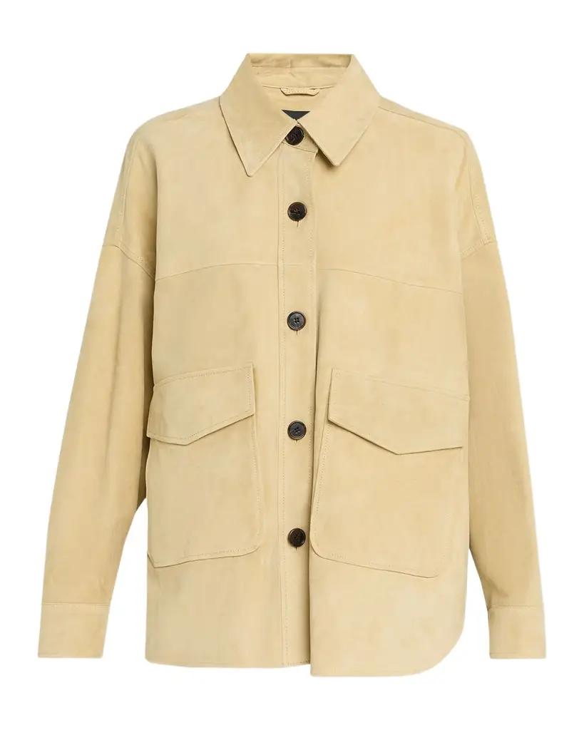 Arma Kaylee Button-Down Lambskin Suede Jacket