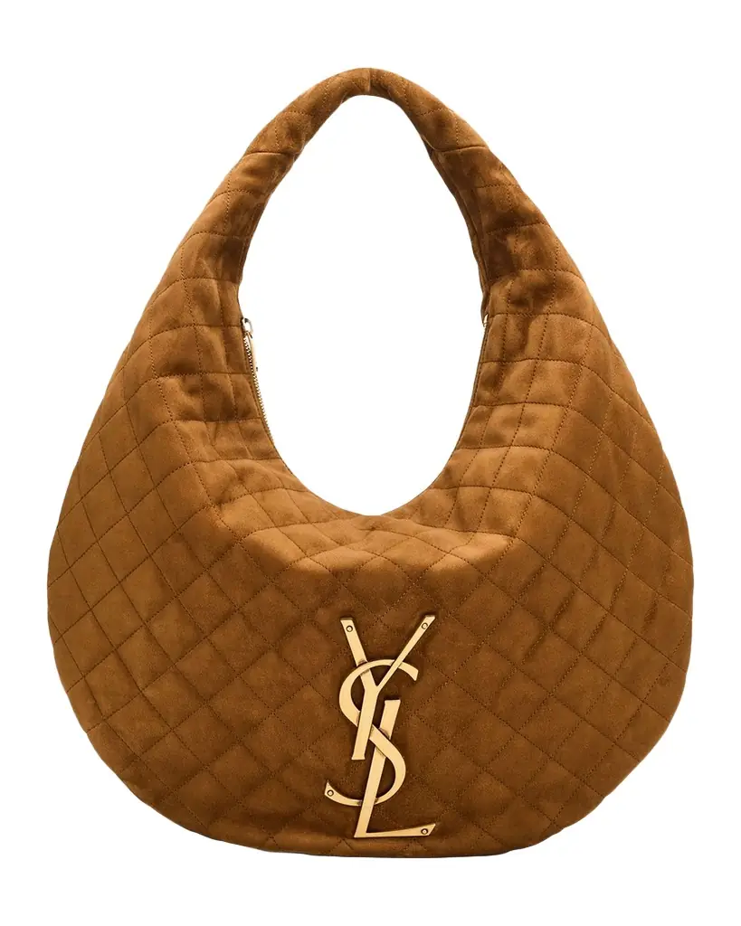 Saint Laurent Icare YSL Quilted Suede Hobo Bag