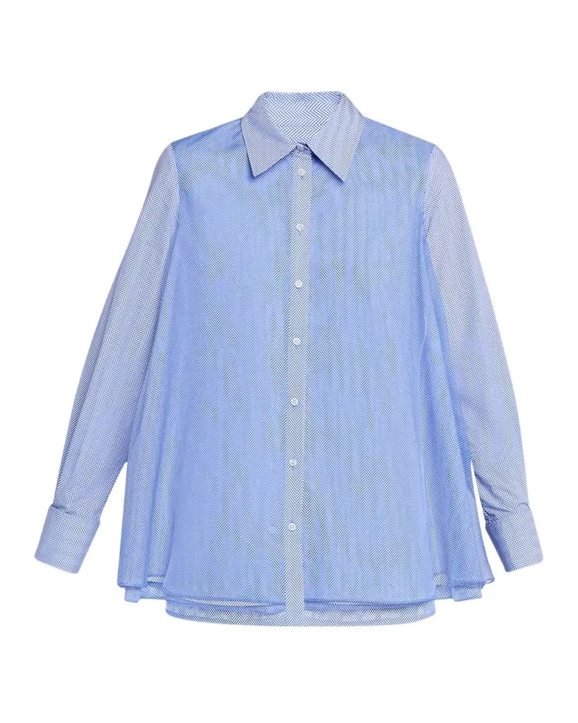 Brandon Maxwell Vaughn Frothy Layered Button-Down Shirt