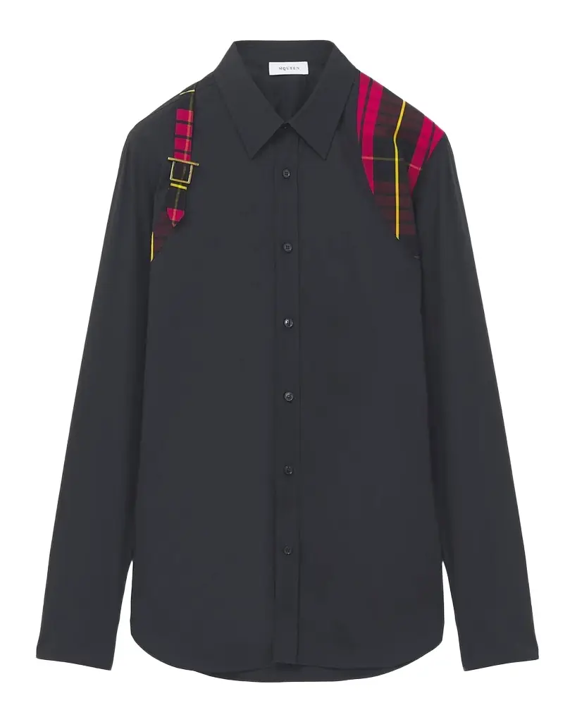 McQueen Men 's Tartan Harness Cotton Button-Down Shirt