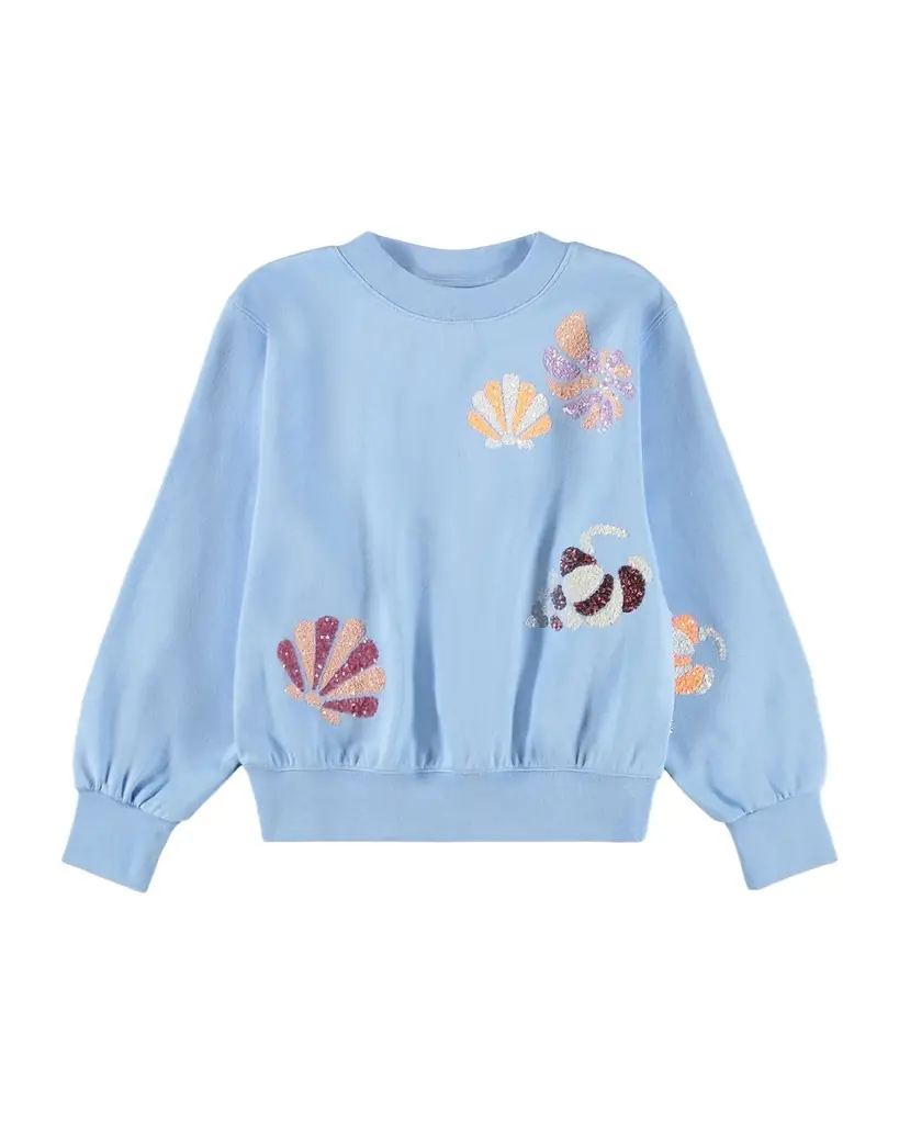 Molo Girl 's Marge Floral Sequined Organic Cotton Sweatshirt
