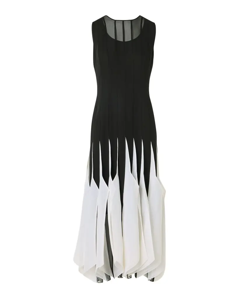 Akris Sleeveless Panama Silk Organza Seamed Midi Dress