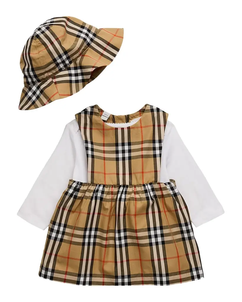 Burberry Girl 's Check Cotton Three-Piece Gift Set, Size 1M-18M