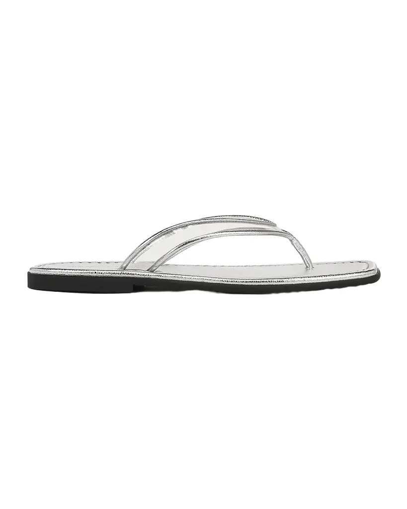Veronica Beard Clea Metallic Leather Jelly Thong Sandals