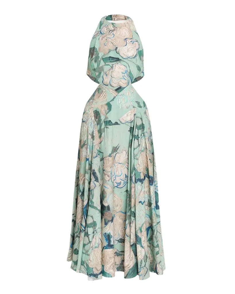Givenchy Floral-Print Cutout Halter Midi Dress