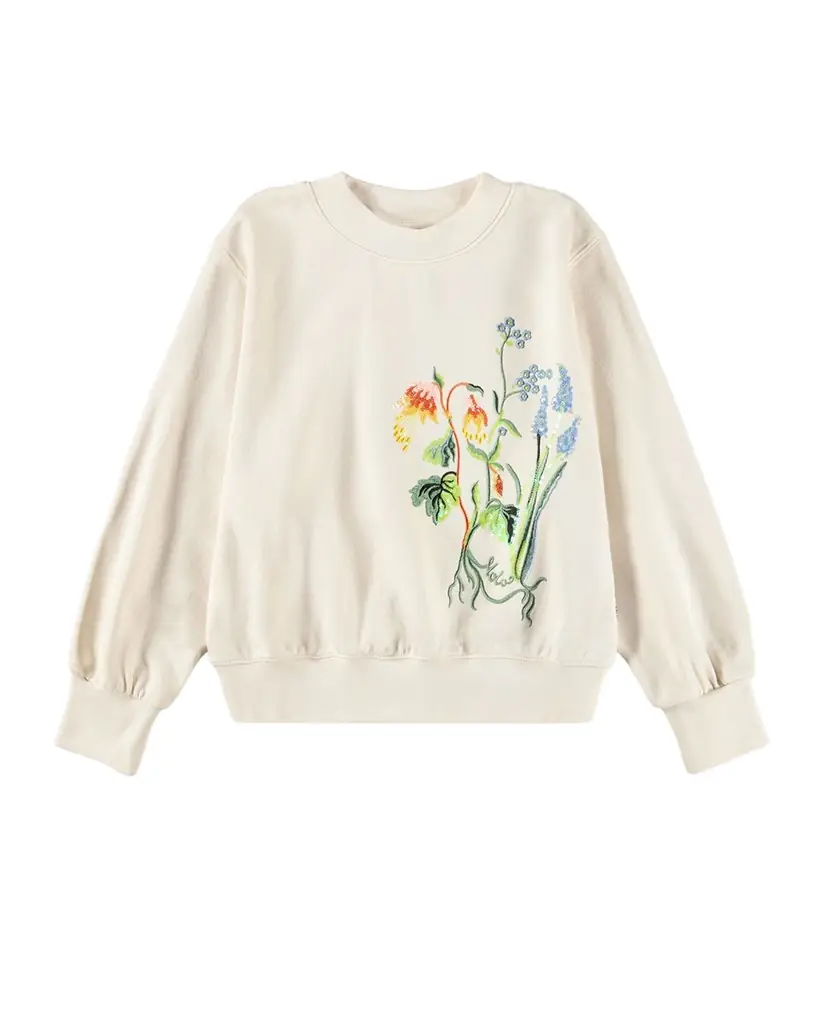 Molo Girl 's Marge Floral Sequined Organic Cotton Sweatshirt