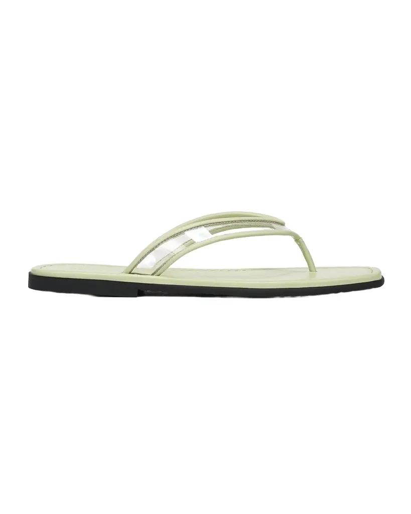 Veronica Beard Clea Leather-Trimmed Jelly Thong Sandals