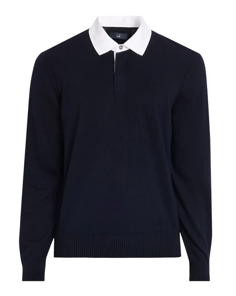 dunhill Men 's Shirt-Collar Cashmere-Blend Knit Polo Sweater