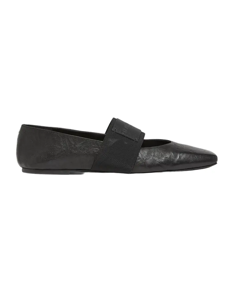 Givenchy Sliced Square Textured Leather Square-Toe Ballerina Flats