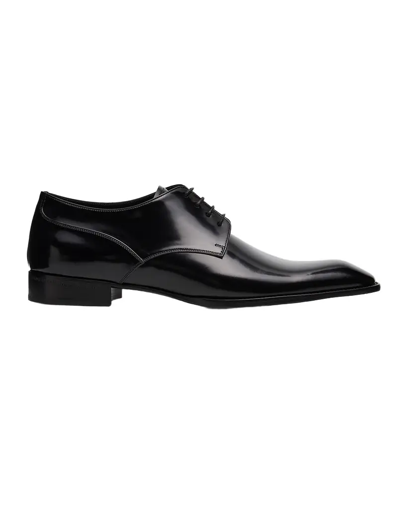 Saint Laurent Men 's Stanton Glazed Leather Derby Shoes