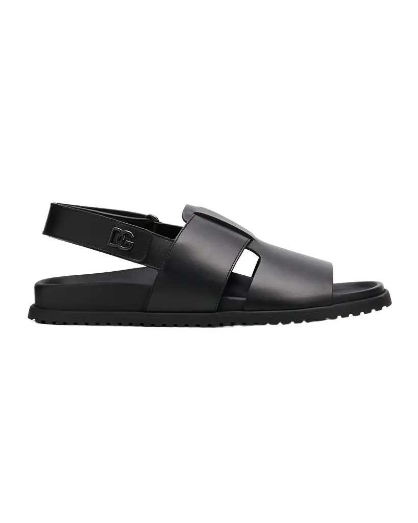 Dolce & Gabbana Men 's DG Logo Leather Sandals